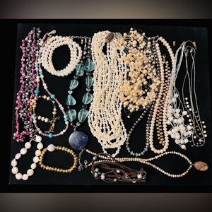 Freshwater Pearl & Sterling Silver Clasp Necklace & Bracelet Lot of 16